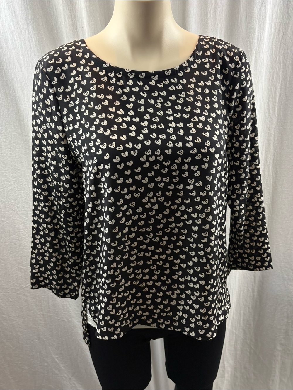 Anthropologie Maeve Linosa heart-patterned silk blouse M - Picture 4 of 11